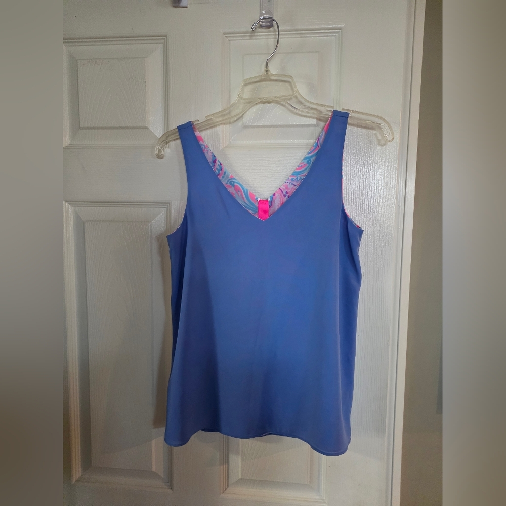 Lilly Pulitzer Florin Reverisble Pink Blue Sleeveless Blouse XXS - Picture 4 of 10